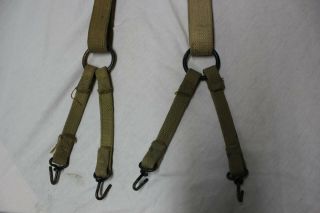 US Military WW2 Era Combat Suspenders Cartridge Belt Suspenders Set Khaki A1 6