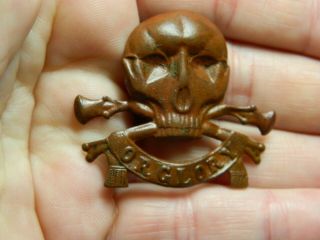 Vintage Military Badge Death Or Glory Skull Cross Bones Metal Detecting Detector