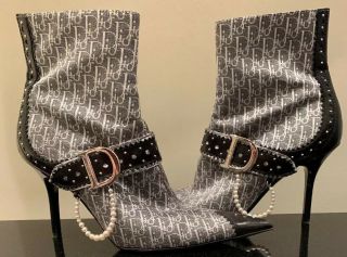 Vintage Christian Dior By John Galliano Monogram Boots Size 36 Rare