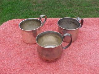 3 Vintage Sterling Silver Baby Cups - 8 Troy Ounces And Not Scrap
