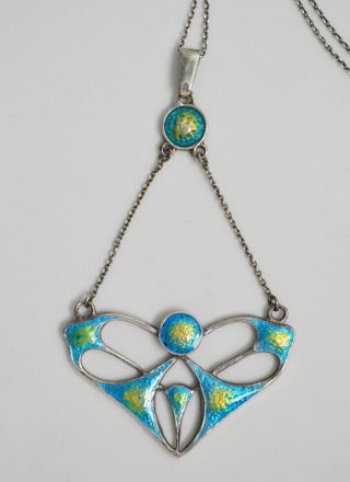 Charles Horner Arts & Crafts Art Nouveau Enamelled Silver Necklace / Pendant