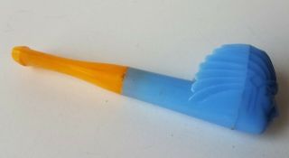Vintage 1950 ' s Indian Head Bubble Pipe Toy Blue & Yellow 2.  75 