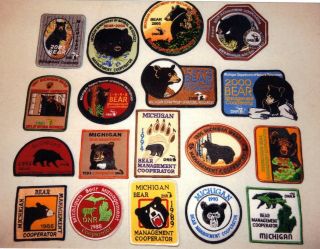 Michigan Dnr Bear Hunter Patches (1986 - 2006) (18 Diff Patches) - Deer - Turkey - Elk