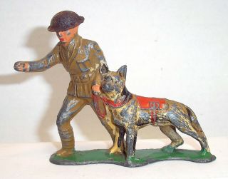 Vintage Dimestore Figures - Barclay 952 Soldier With Dog (b148)