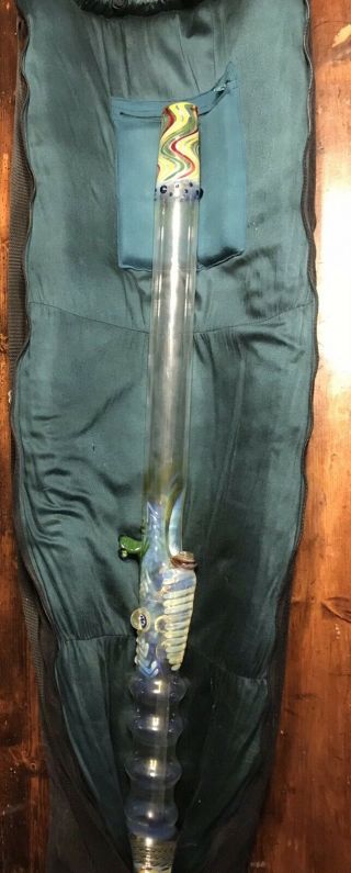 41 ",  Vintage,  Glass Bong (water Pipe) With Frog And Intricate Designs