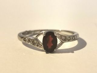 Silver Tone Ring With Deep Red Stone - Metal Detecting Find