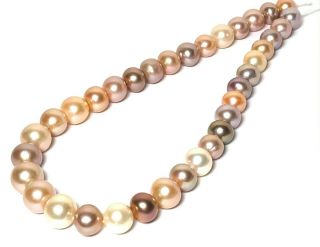 Giant Edison Natural Purple Peach Pink Gold Round 11.  5 - 14.  4mm Pearl 16 " Strand