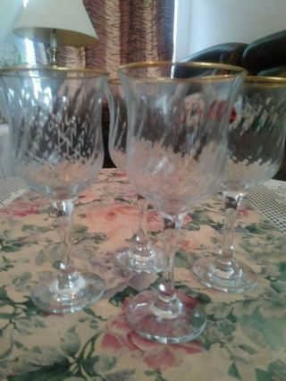 Vintage Wine/water Glasses,  Stemware,  Cut Crystal,  Gold Rim,  Elegant,  Set Of 8
