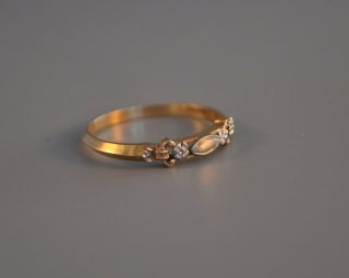 Antique Vtg Art Deco 14k Solid Gold Ring Floral Flowers Thin Band Handmade Sz 6