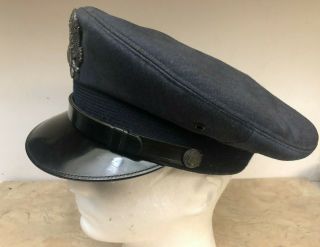Vintage U.  S.  Army Air Force Navy Blue Visor Hat Cap w/ N.  S.  Meyer Eagle Badge 2