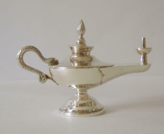 Indian Colonial Sterling Silver Aladdin ' s Lamp Table Cigarette Lighter 134 Grams 2