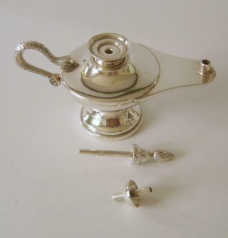 Indian Colonial Sterling Silver Aladdin ' s Lamp Table Cigarette Lighter 134 Grams 4