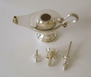 Indian Colonial Sterling Silver Aladdin ' s Lamp Table Cigarette Lighter 134 Grams 5