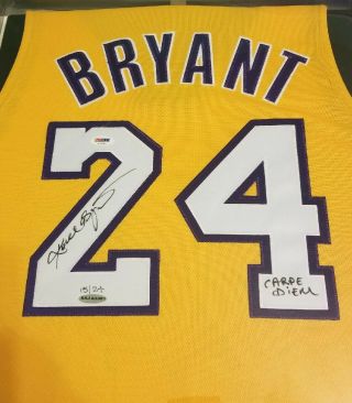 Kobe Bryant Upper Deck Authentic Signed La Lakers Jersey 15/24 Psa Dna Rare