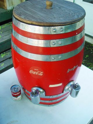 Vtg 55 - 62 Coca - Cola Root Beer Multiplex 2 Tap Oak Barrel Soda Fountain Dispenser 4