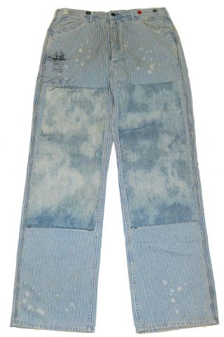 Polo Ralph Lauren Mens Vintage Railroad Stripe Patchwork Jean Pants Blue 34/34