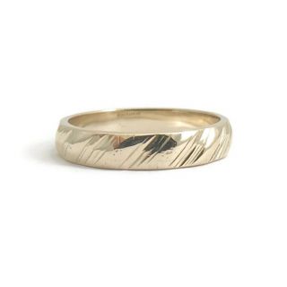Vintage Etched Wedding Band Ring 14k Yellow Gold,  Size 5.  75,  3.  6 Mm,  2.  81 Grams