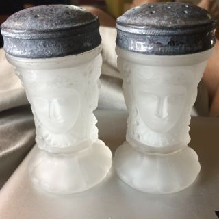Vintage 3 Headed Frosted Salt & Pepper Shakers