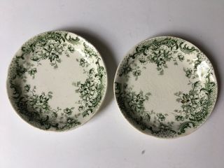 Antique Green Transfer Ware Butter Pats 2 