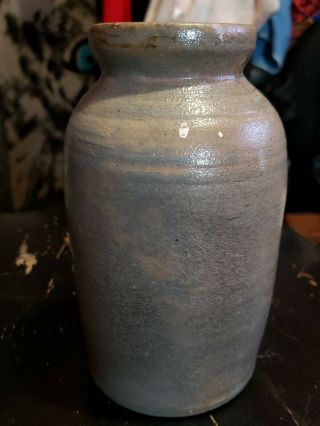 Rare Primitive Antique Cobalt Salt Glaze Stoneware Preserve Jar