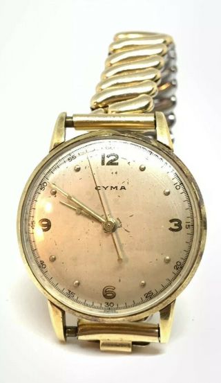 Cyma Vintage 1935 Solid 18k Gold Mechanical Hand Wind Mens Watch No Crown -