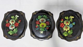 Set Of 3 Yeha 64 Kon Russian Lacquer Hand Painted Trays Small 7 1/2 " X 6 1/2 "