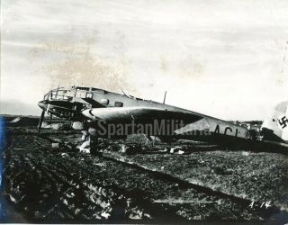 Wwii 1943 4th Field Hospital - Captured German He - 111,  Egypt