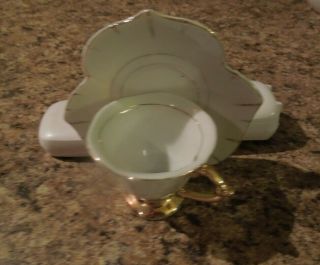 Vintage Tea Cup With Maple Leaf Shaped Saucer 24kt Gold Accents (display Only)