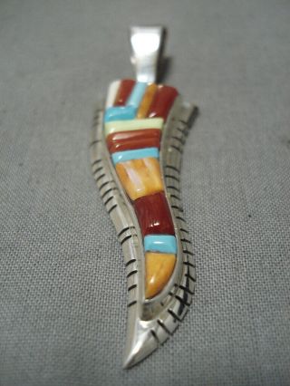 Important Vintage Navajo David Tune Sterling Silver Turquoise Pendant