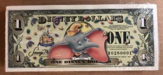 Rare Disney Dollars 2005 One Dollar Dumbo Pack Of 100 Disneyland 50th