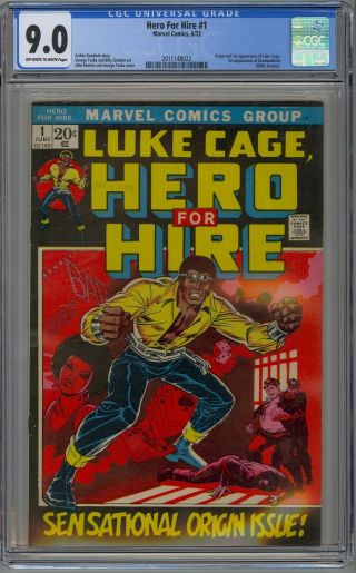 Hero For Hire 1 Cgc 9.  0 Vf/nm Owwp Origin & 1st Luke Cage App Marvel 1972 Rare