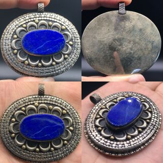 Wonderful Silver Mixed Old Rare Lapis Lazuli Stone Pendant