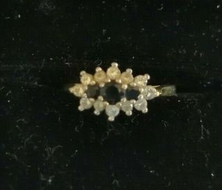 Vintage 18k Gold,  Sapphire And Diamond Ring - Size H Wgt 3.  9 Gms
