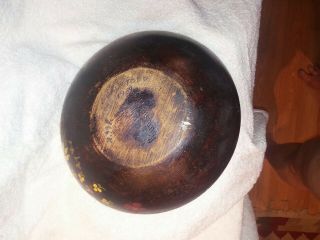 Vintage Munising Folk Art Hand Painted Wooden Bowl Rare 4