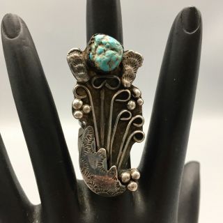 Vintage Turquoise And Sterling Silver Ring - Signed