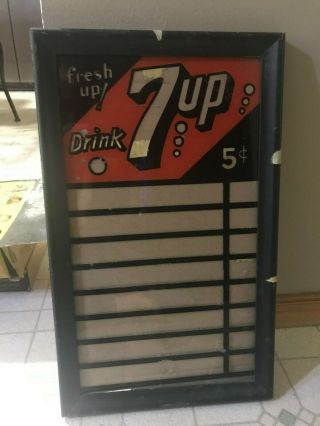 Vintage 7up Sign,  Vintage Soda Sign 5 Cent 7up Menu Board Sign Old 7up