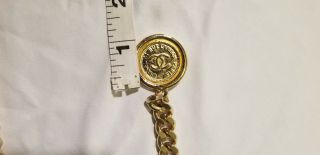 Authentic Rare Vintage Lrg Chanel CC Logo & Rue Cambon Gold Round Chain Belt 10