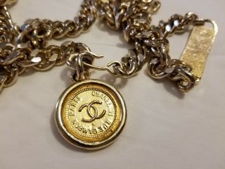 Authentic Rare Vintage Lrg Chanel CC Logo & Rue Cambon Gold Round Chain Belt 2