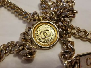 Authentic Rare Vintage Lrg Chanel CC Logo & Rue Cambon Gold Round Chain Belt 3
