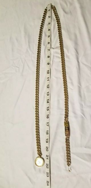 Authentic Rare Vintage Lrg Chanel CC Logo & Rue Cambon Gold Round Chain Belt 7