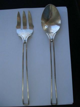 Vintage Modernist Sanborns Mexico Sterling Silver Salad Set Fork And Spoon 6 Oz