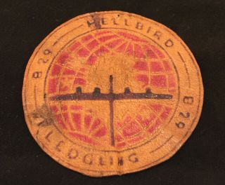 Leather Patch Wwii Hellbird Fledgling B - 29 2.  5 " Homefront Org.  462nd Bomb Group