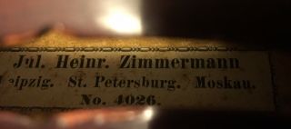 Rare Antique Zimmermann German Violin In Case Circa 1890 - 1920’s 4