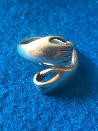 Sergio Bustamante Sterling Silver Double Hand Ring Size 8