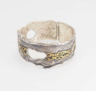 Unique Handmade Vintage Sterling Silver Modernist Abstract Bracelet
