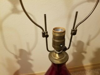 Antique FENTON LAMP Set of 2 RED Mid Century Vintage Lamps 6