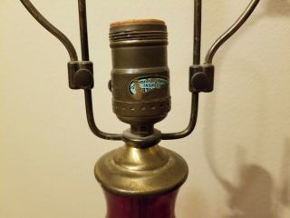 Antique FENTON LAMP Set of 2 RED Mid Century Vintage Lamps 8