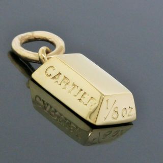 Vintage Cartier 18k Gold 1/8 Oz Ingot Bar Charm Pendant For Necklace Or Bracelet