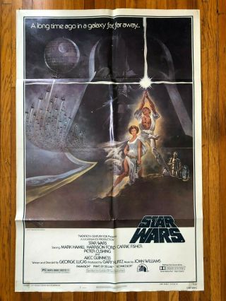 Vintage 1977 Star Wars One Sheet Style A Movie Poster 77/21 Hope Iv