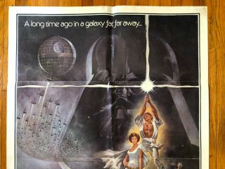 Vintage 1977 Star Wars One Sheet Style A Movie Poster 77/21 Hope IV 2